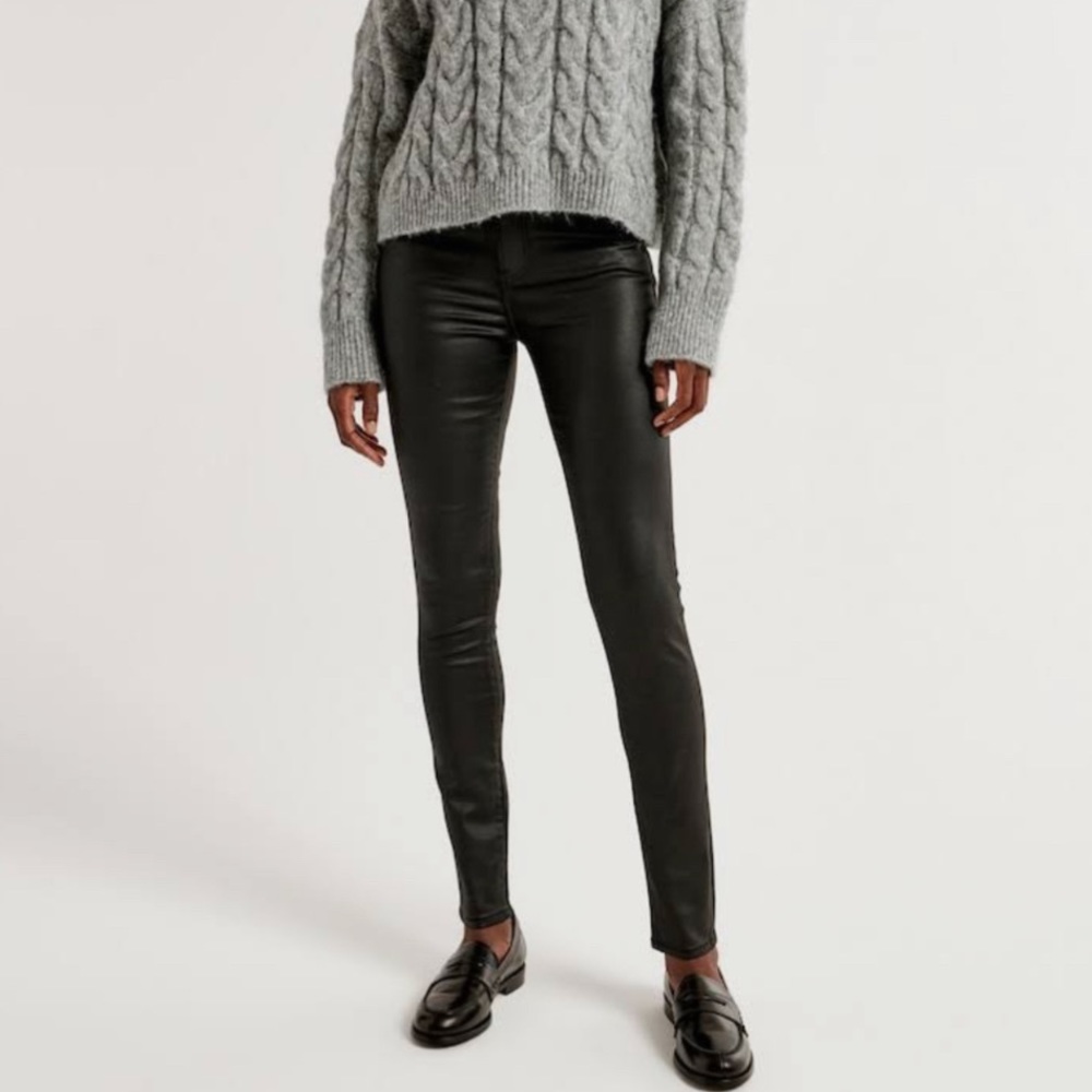 Abercrombie & fitch Curve Love High Rise Super Skinny Jeans pants coated black